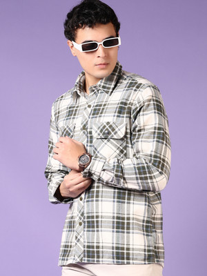 V-MART Men Checkered Casual Green, Multicolor Shirt