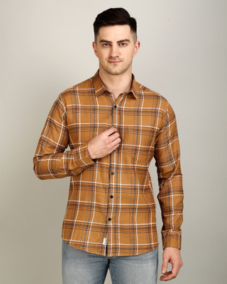 Apuesto Men Checkered Casual Brown Shirt
