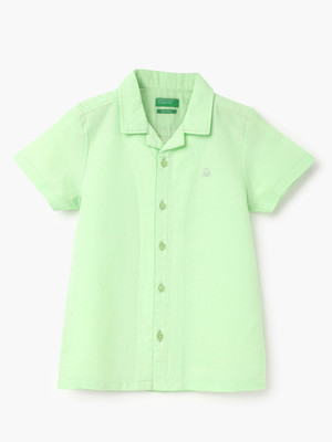 United Colors of Benetton Boys Solid Casual Light Green Shirt