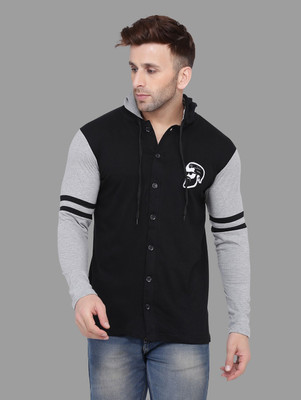 Lawful Casual Men Solid Casual Black, Grey Shirt