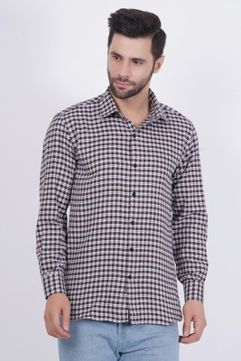 VLS Collection Men Checkered Casual Red, White Shirt