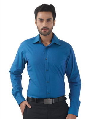Raymond Men Solid Formal Blue Shirt
