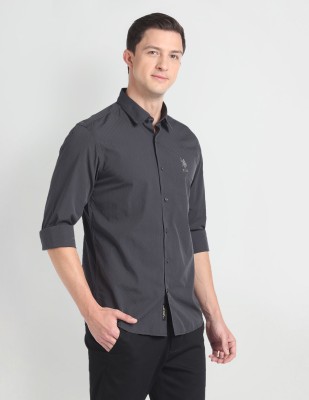 U.S. Polo Assn. Denim Co. Men Self Design Casual Black Shirt