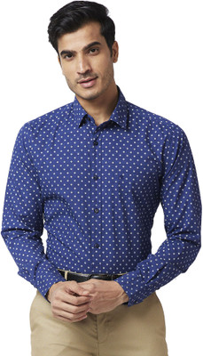 Raymond Men Printed Casual Dark Blue Shirt