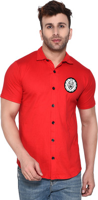 GEUM Men Printed Casual Red Shirt