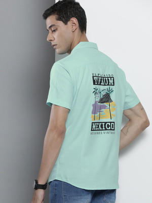 The Indian Garage Co. Men Solid Casual Light Blue Shirt