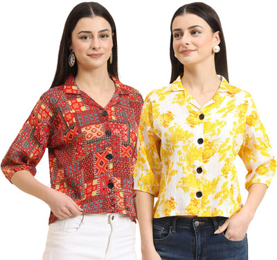 EKASYA Women Printed Casual Multicolor Shirt(Pack of 2)