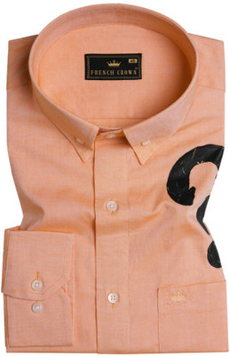 french crown Men Printed Casual Orange Shirt