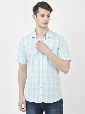 CRIMSOUNE CLUB Men Checkered Casual Light Blue, White Shirt