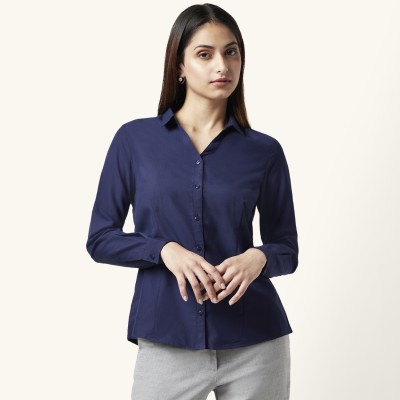 Annabelle by Pantaloons Women Solid Casual Dark Blue Shirt