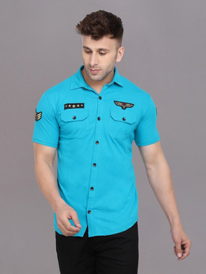 BEYOU FASHION Men Solid Casual Light Blue Shirt