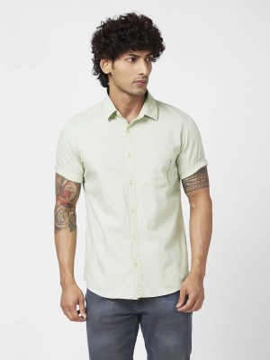 Spykar Men Solid Casual Light Green Shirt