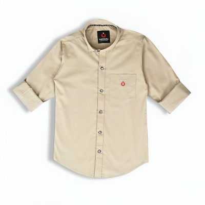 Noon Creation Boys Solid Casual Beige Shirt