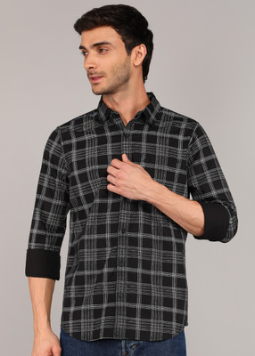 WROGN Men Checkered Casual Black Shirt