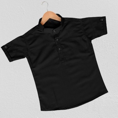 ZOONIC Boys Solid Casual Black Shirt