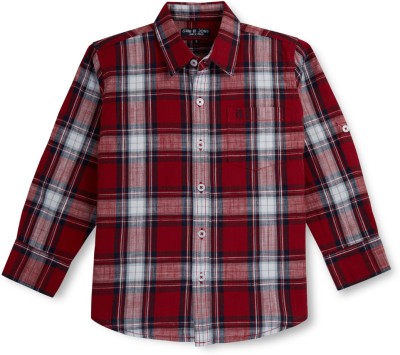 GINI & JONY Baby Boys Checkered Casual Red, Dark Blue, White Shirt