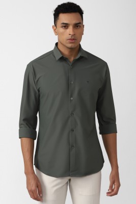 VAN HEUSEN Men Self Design Party Green Shirt