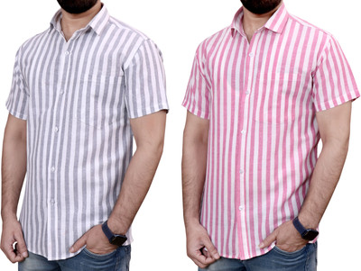 AuzaSho Collection Men Self Design Casual Multicolor Shirt(Pack of 2)