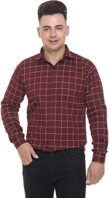 BLACK BLINK Men Checkered Casual Maroon Shirt