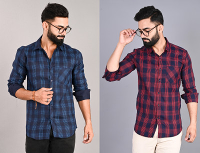 FUBAR Men Checkered Casual Multicolor Shirt(Pack of 2)