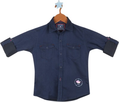 MONTE CARLO Boys Solid Casual Dark Blue Shirt