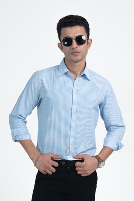 LOOM FASHION Men Striped Casual Blue Shirt