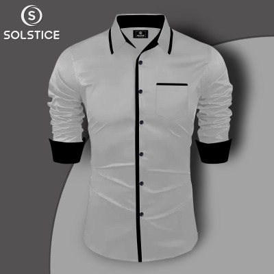 SOLSTICE Men Solid Casual Silver Shirt