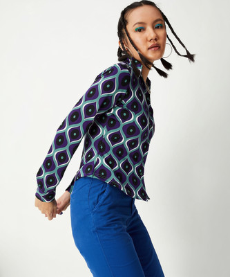 MAX Women Printed Casual Purple Shirt