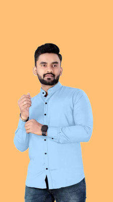 Vilantra Fashion Men Solid Casual Blue Shirt