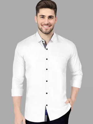 FUBAR Men Solid Formal White Shirt