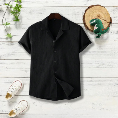 Mahek creation Boys Self Design Casual Black Shirt