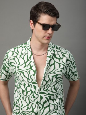 Voroxy Men Printed Casual Green Shirt