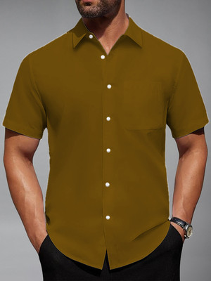 Vida Loca Men Solid Casual Gold Shirt