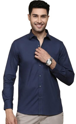 Wristy Men Solid Casual Blue Shirt