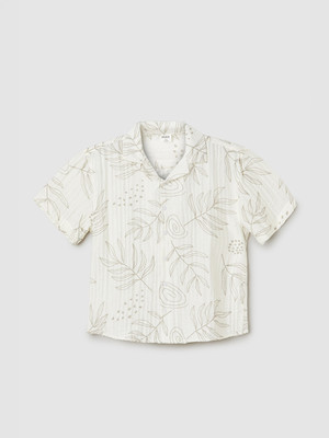 MAX Boys Printed Casual White Shirt