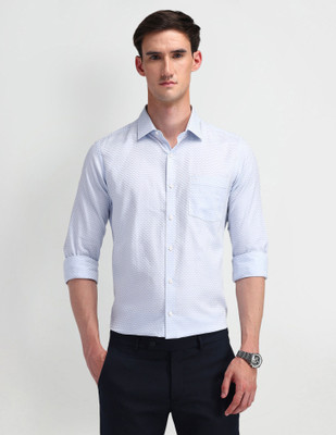 ARROW Men Self Design Formal Blue Shirt