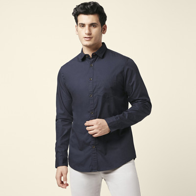 Byford by Pantaloons Men Solid Casual Blue Shirt