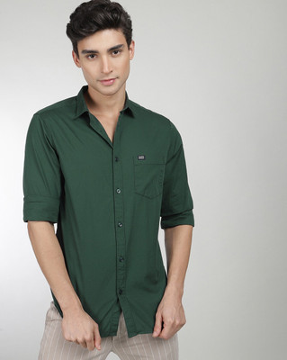 The Indian Garage Co. Men Solid Casual Green Shirt