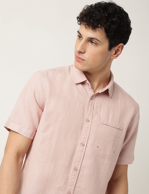 MARKS & SPENCER Men Solid Casual Pink Shirt