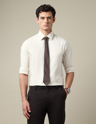 ARROW Men Self Design Formal Beige Shirt