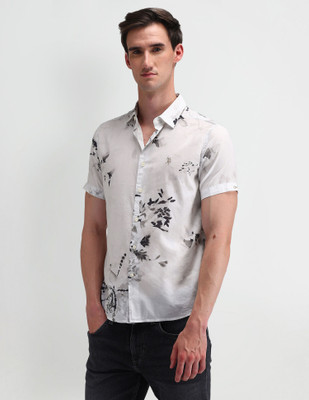 U.S. POLO ASSN. Men Printed Casual White Shirt