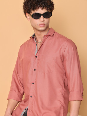 METRONAUT Men Solid Casual Pink Shirt