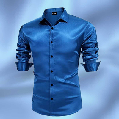HEJAMAA CREATION Men Solid Casual Light Blue Shirt