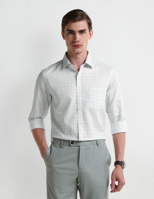 ARROW Men Checkered Formal White Shirt