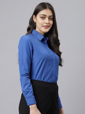 ZAINAB CREATIONS Women Solid Formal Dark Blue Shirt