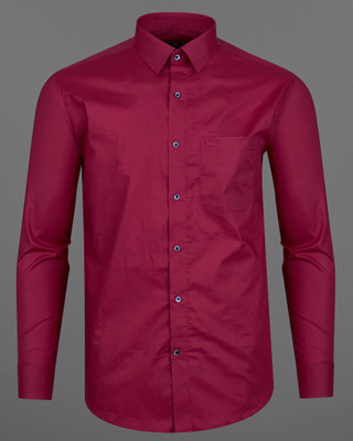 french crown Men Solid Casual Maroon Shirt