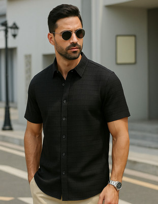 METRONAUT Men Solid Casual Black Shirt