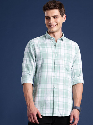 Mast & Harbour Men Checkered Casual Dark Green Shirt