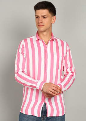 METRONAUT Men Striped Casual Pink Shirt