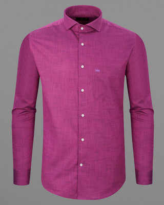 french crown Men Solid Casual Purple Shirt